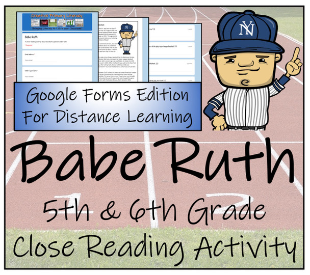Babe Ruth Close Reading Activity Digital & Print | 5th Grade & 6th Grade