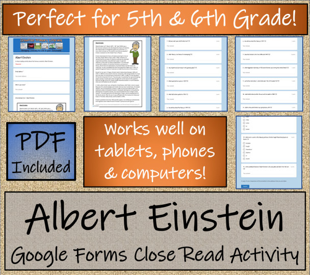 Albert Einstein Close Reading Activity Digital & Print | 5th Grade & 6th Grade