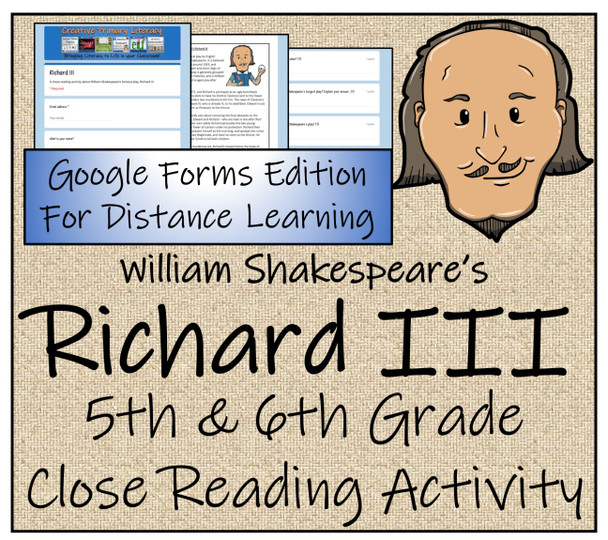 Richard III Close Reading Activity Digital & Print | 5th Grade & 6th Grade