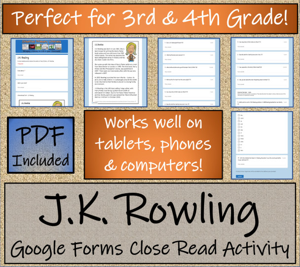 J.K. Rowling Close Reading Activity Digital & Print | 3rd Grade & 4th Grade