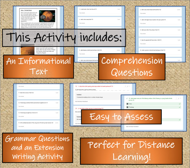 Mars Close Reading Activity Digital & Print | 5th Grade & 6th Grade