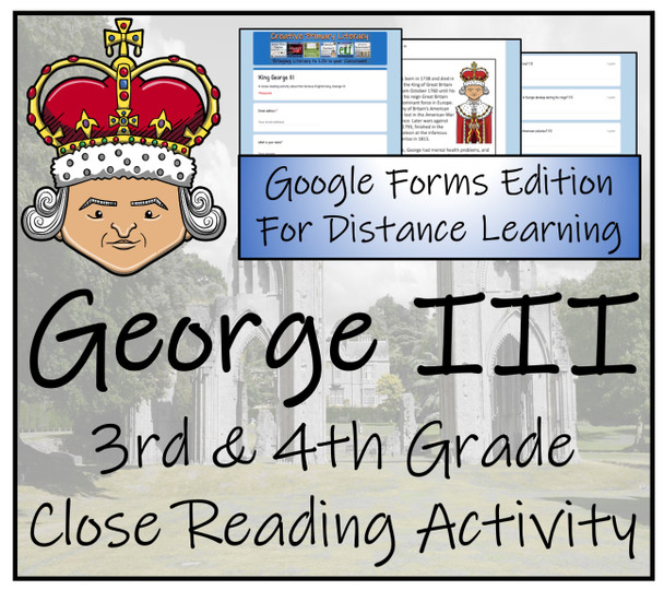 King George III Close Reading Activity Digital & Print | 3rd & 4th Grade