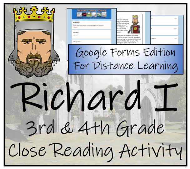 King Richard I Close Reading Activity Digital & Print | 3rd & 4th Grade