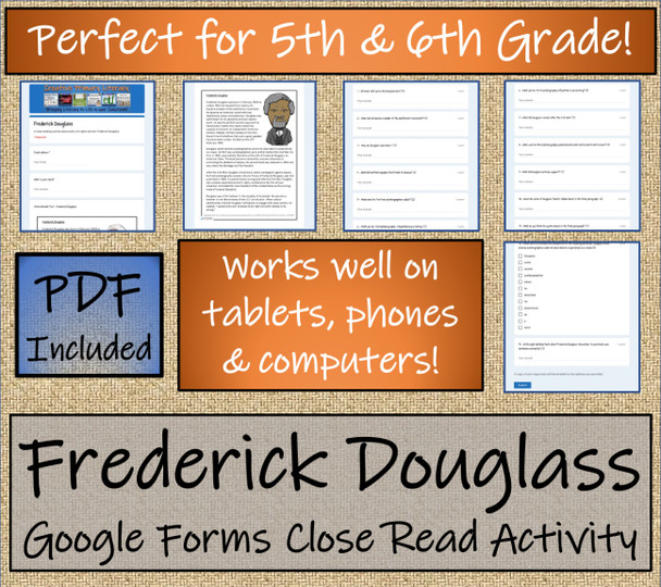 Frederick Douglass Close Reading Activity Digital & Print | 5th & 6th Grade