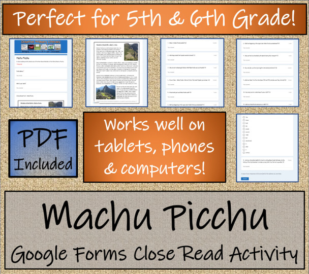 Machu Picchu Close Reading Activity Digital & Print | 5th Grade & 6th Grade