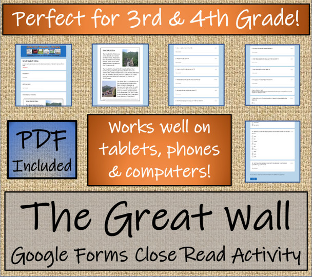 Great Wall of China Close Reading Activity Digital & Print | 3rd & 4th Grade