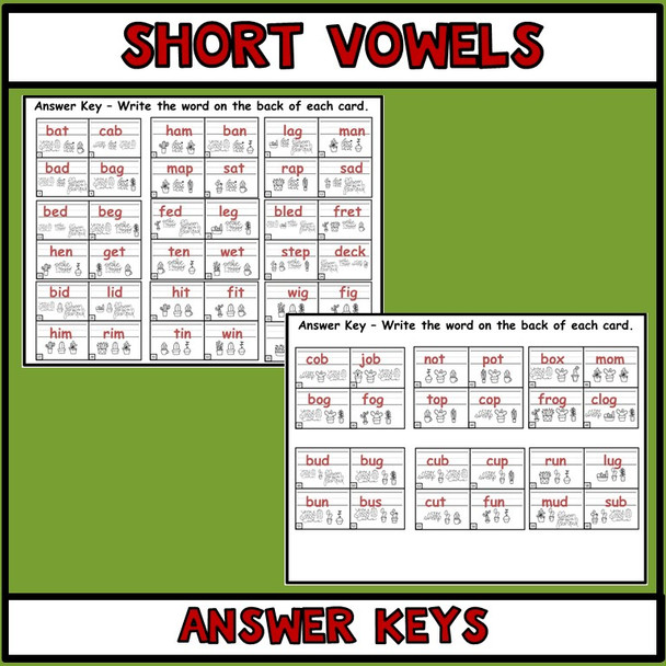 Short Vowel Words, Secret Code  Literacy Center