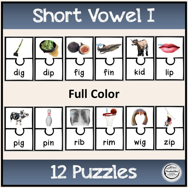 CVC Short Vowel I Bundle Make-A-Word, Puzzles, Worksheets & Flashcards