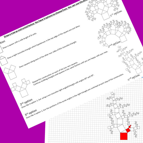 Pythagoras Tree Pythagorean Theorem Math & Art Project Special Right Triangles