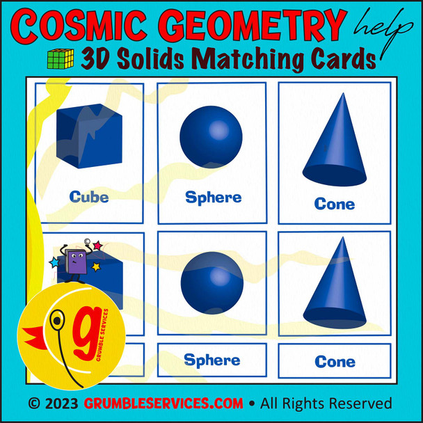 Geometry Word Problems & Matching Cards BUNDLE - Polygons, Area, Geometric 3D Solids, Surface Area & Volume - Montessori-inspired printable Geometry help (70 Word Problems, 45 Matching Card Sets +Key):