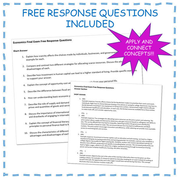 Economics Comprehensive Final Exam Distance Learning Google Forms 200 Questions
