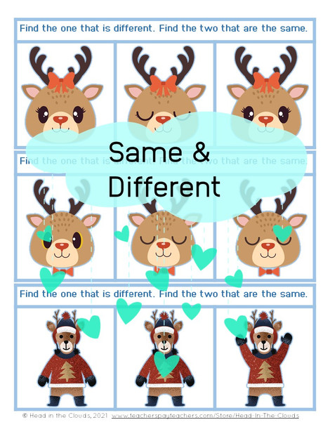 Same & Different - Winter Animals - Matching & Find the Difference