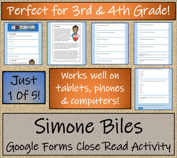 U.S. Olympic Stars Close Reading Bundle Digital & Print | 3rd & 4th Grade