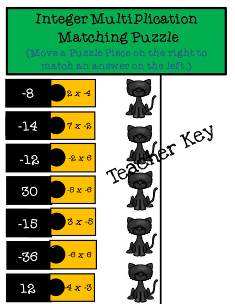 Halloween Integer Multiplication and Division Matching Puzzle