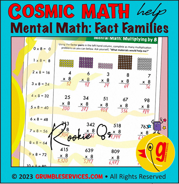 Multiplication Facts & Mystery Numbers ROOKIE BUNDLE SET 1: 6s, 7s, 8s, 9s - Elementary Mental Math Pre-Algebra pages  - Montessori-inspired Elementary Mental Math help (8 pages + key)