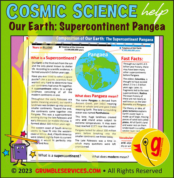 Pangea (Pangaea) Supercontinent: Earth Plate Tectonics Montessori Geography - SEMiPRO Montessori-inspired printable Earth Science help (2 pages + key)