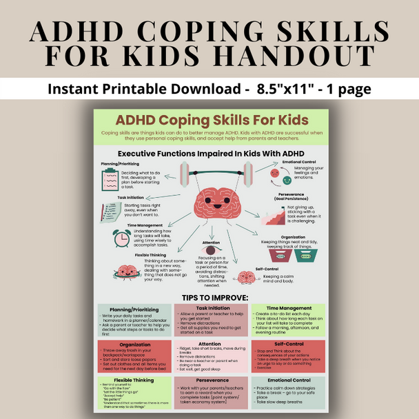 ADHD Coping Skills For Kids - Executive Functioning Deficits Strategies To Manage - ADD Attention Deficit Hyperactivity Disorder