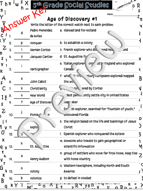Age of Discovery Match 'Em Vocabulary #1~Social Studies Weekly~NO PREP
