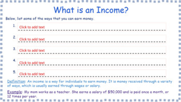 Budgeting, Saving, Spending Google Slides Activity or Worksheet for Economics