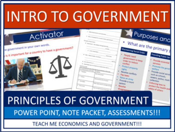 Principles of Government Introduction to Course Power Point & Cloze Notes 1:1