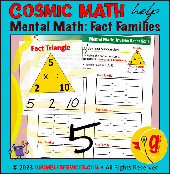 Fact Family Practice: Inverse Operations & Mental Math Related Facts - Multiplication and Division, Addition and Subtraction - Montessori-inspired printable Mental Math ROOKIE Bundle (10 pages + key)