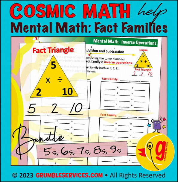 Fact Family Practice: Inverse Operations & Mental Math Related Facts - Multiplication and Division, Addition and Subtraction - Montessori-inspired printable Mental Math ROOKIE Bundle (10 pages + key)