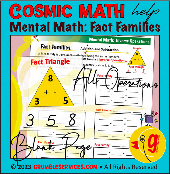 Fact Families & Inverse Operations: BLANK Elementary Mental Math Facts help ROOKIE Montessori-inspired BLANK Mental Math help (2 pages)