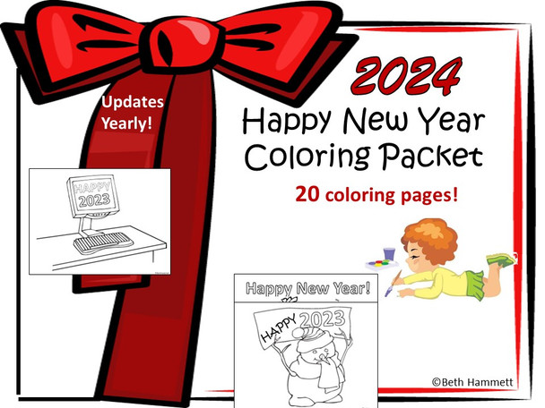 FREE Happy New Year Coloring Sheets