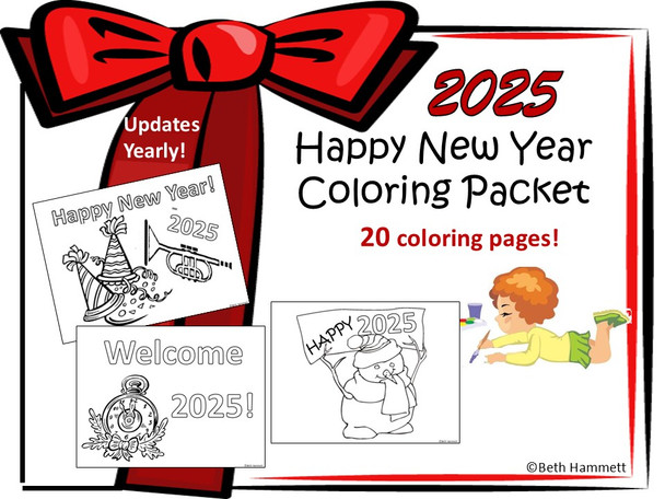 FREE Happy New Year Coloring Sheets