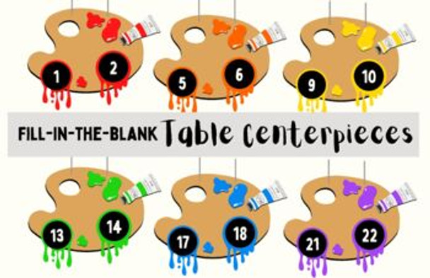 POSTER: Table Color/Seat Numbers Centerpieces, Editable Numbers