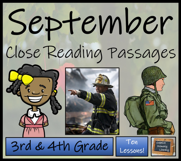 September Close Reading Comprehension Passages | 3rd Grade & 4th Grade