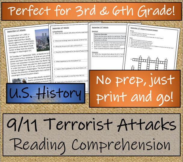 9/11 Terrorist Attacks Close Reading Activity | 3rd Grade & 4th Grade