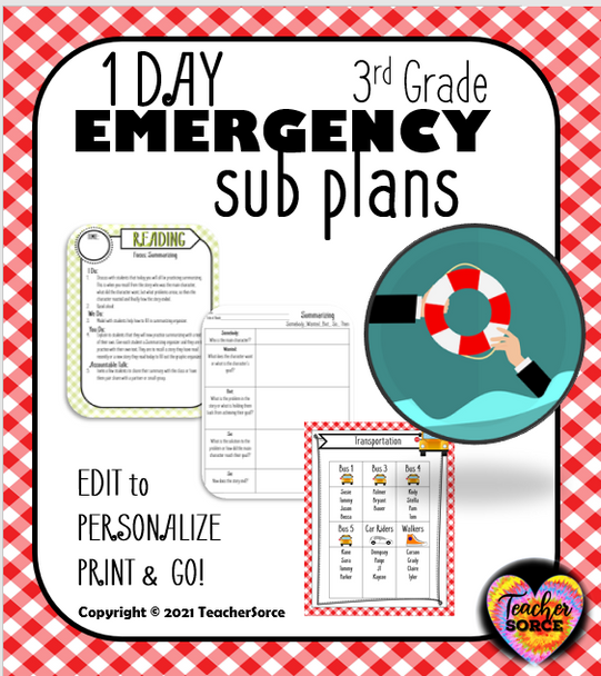 Emergency Substitute Plans and Editable Sub Folder