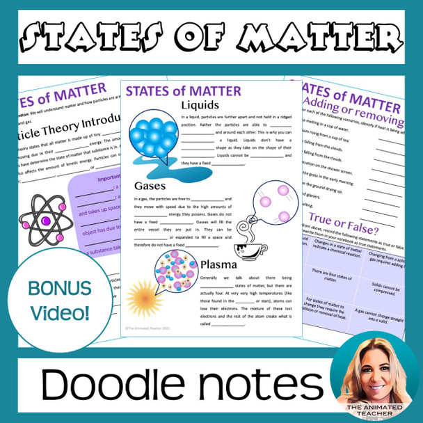 States of Matter Changes Doodle Notes with Differentiation Options