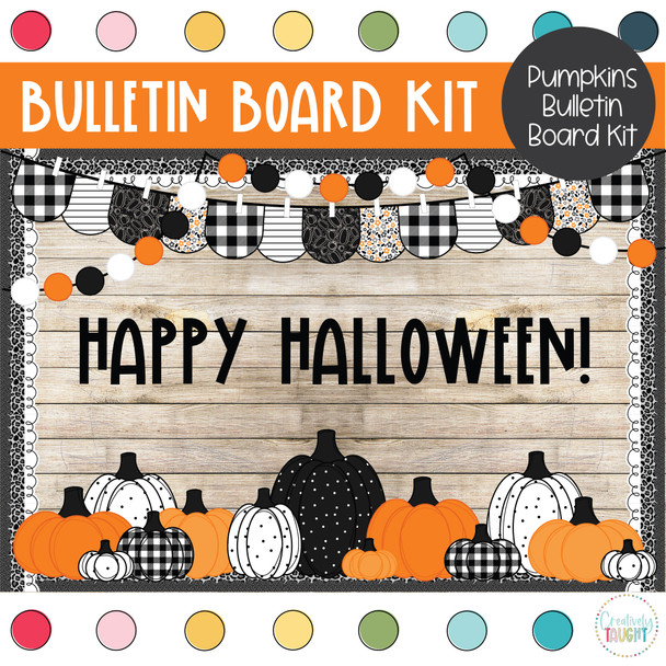 Black and White Pumpkins - Fall - Halloween - September & October Bulletin Board Kit Black and White Pumpkins - Fall - Halloween - September & October Bulletin Board Kit