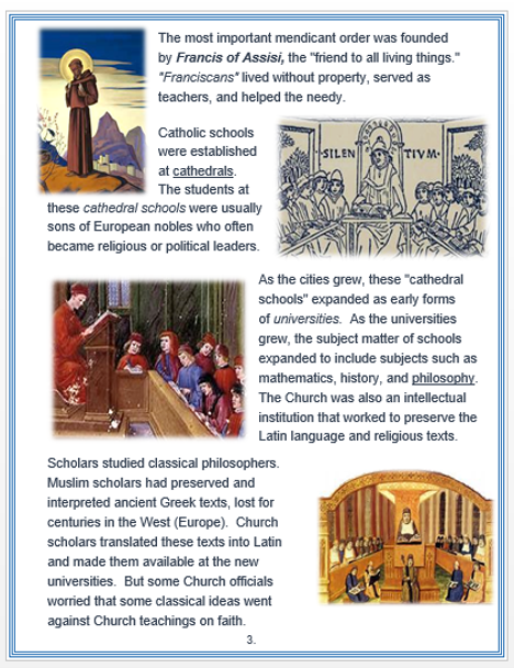 The Role of the Medieval Church + Assessments