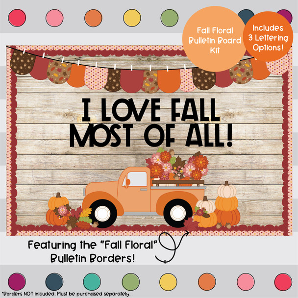 Fall Floral Truck - Pumpkin - August and September Bulletin Board Kit