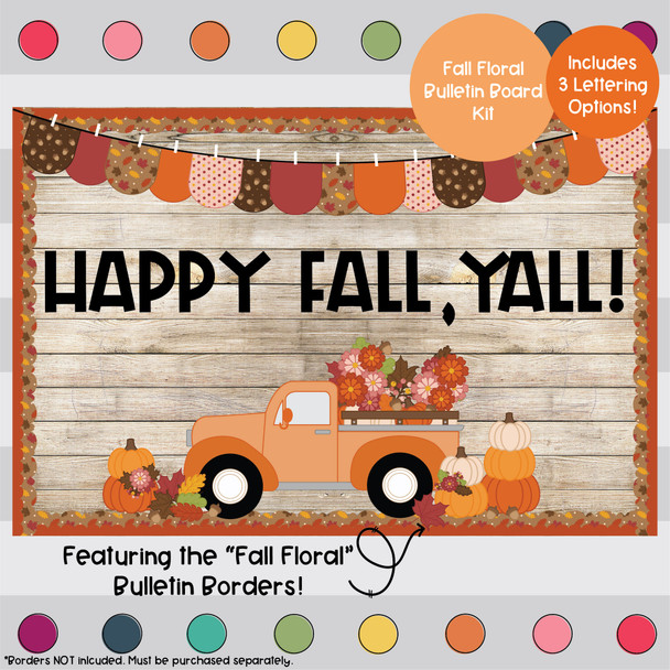 Fall Floral Truck - Pumpkin - August and September Bulletin Board Kit