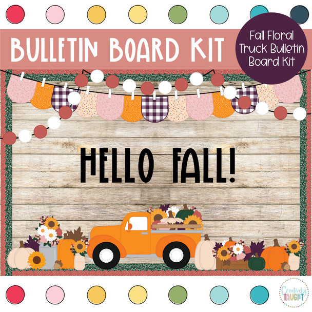 Fall Floral Truck - Pumpkin - August and September Bulletin Board Kit