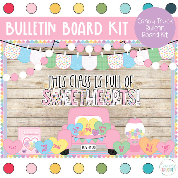 Candy Heart Truck - Valentines - February Bulletin Board Kit by Creatively Taught