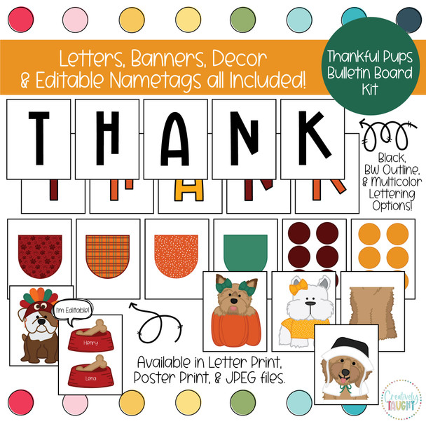Thankful Pups - Thanksgiving - November Bulletin Board Kit Thankful Pups - Thanksgiving - November Bulletin Board Kit