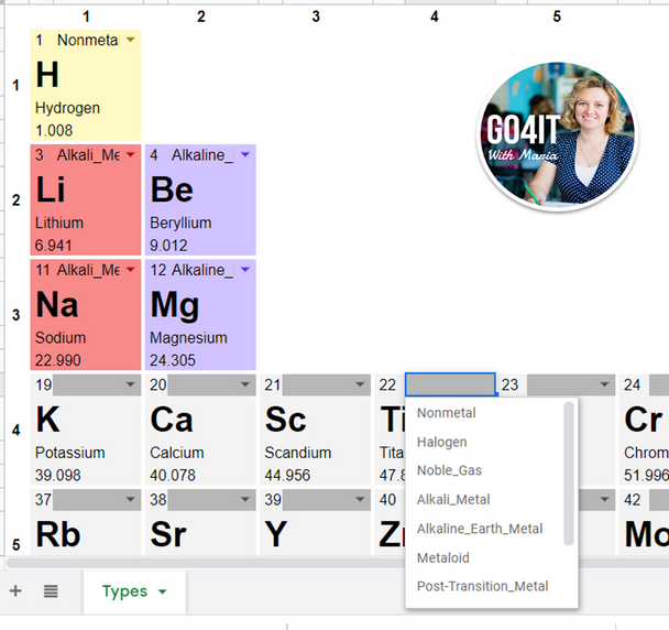 Google Sheets™ – Periodic Table of Elements Practice | Self-Checking