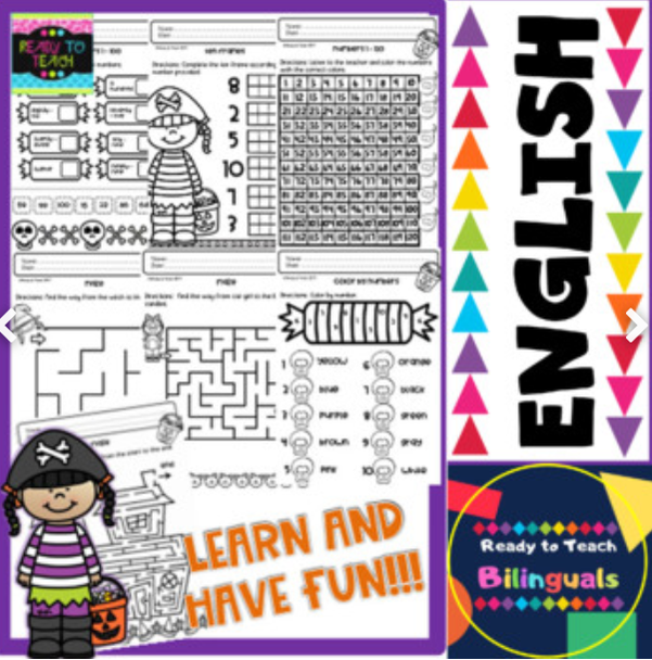 No-Prep Printables - Math Halloween in English