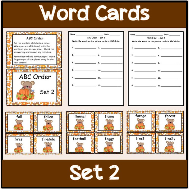 ABC Order Task Cards, Literacy Centers, Whole Group Activity