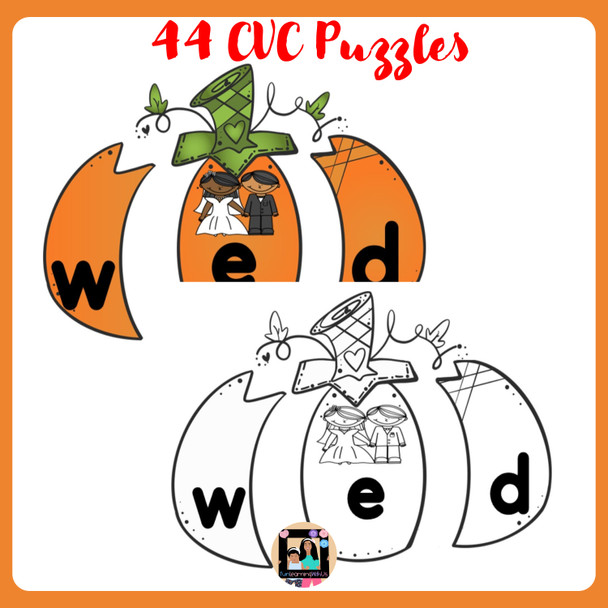 Build a Pumpkin CVC Word Puzzles | Halloween CVC word building Center