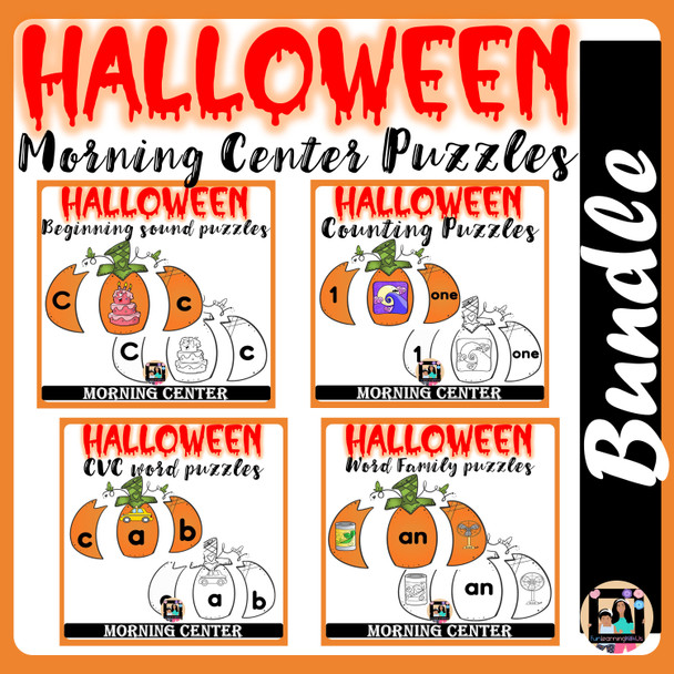 Build a Pumpkin Halloween Literacy & Math Morning Center Bundle | October Work  
