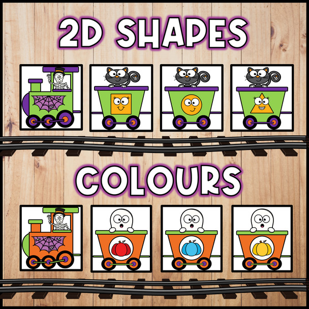 Halloween 2D Shapes and Colors Train | 2D Shapes and Colours Cards