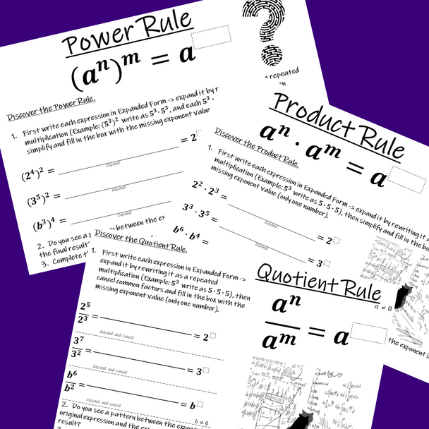 Discovering Exponent Rules - Laws of Exponents Inquiry Based Learning Project