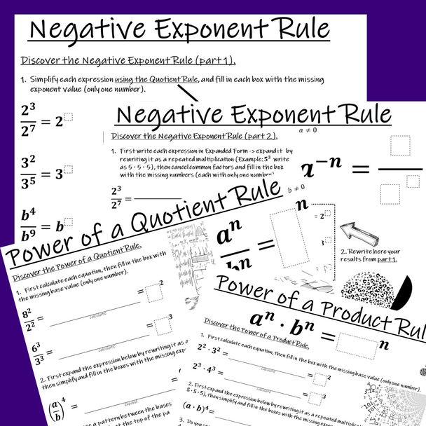 Discovering Exponent Rules - Laws of Exponents Inquiry Based Learning Project