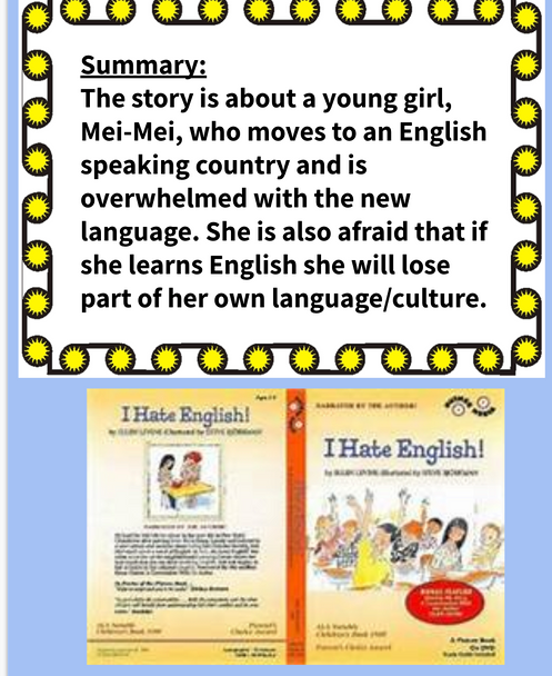 I Hate English by Ellen Levine Activity Pack